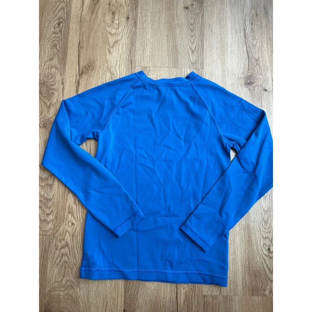 Hanna Andersson Boys Blue Shark Graphic Long Sleeve Rash Guard Swim Shirt Size 8